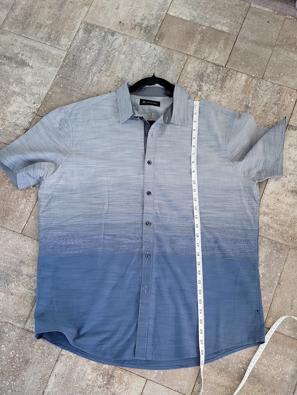 INC International Concepts Short-Sleeve Ombre Button-Down Shirt Sz L - Picture 5 of 10